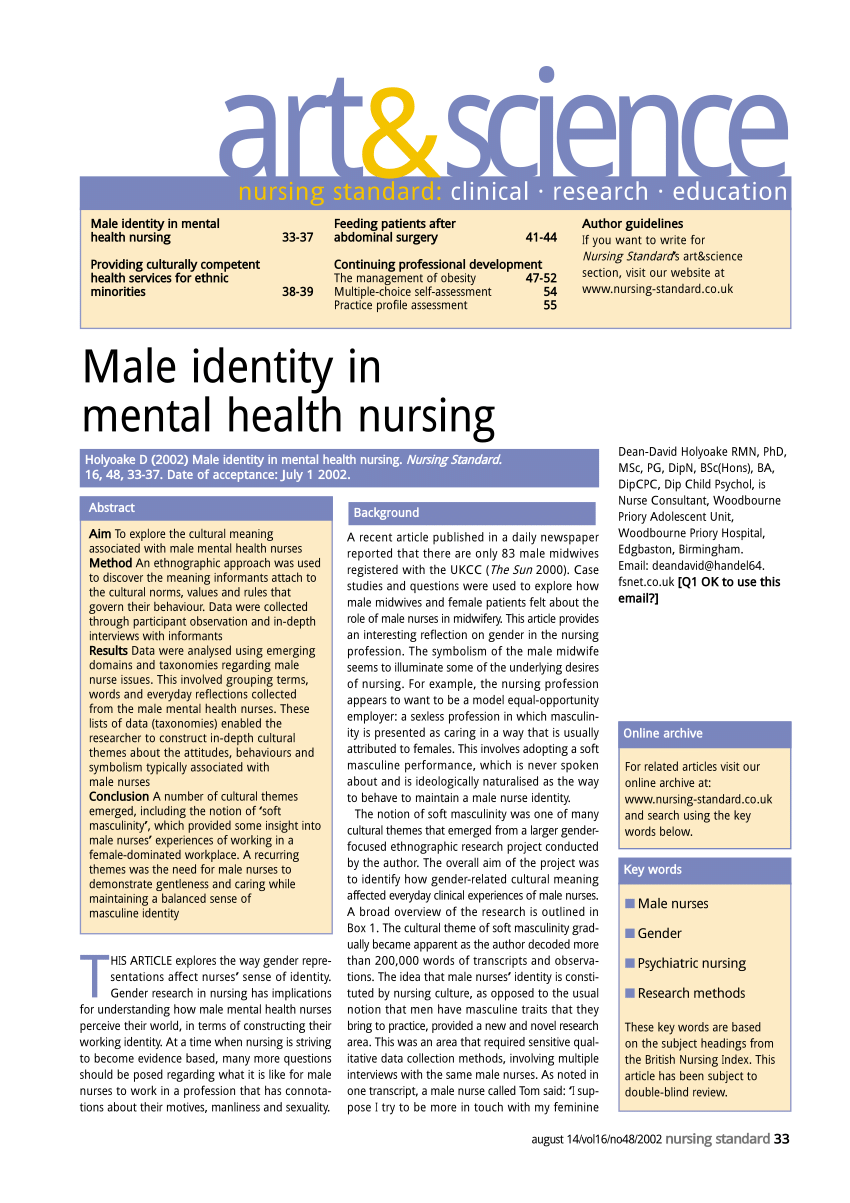 Pdf) Gender Issues In Nursing