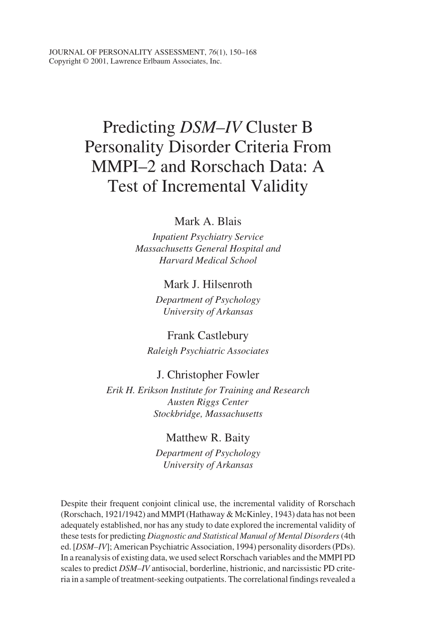 (PDF) Predicting DSM-IV Cluster B personality disorder ...