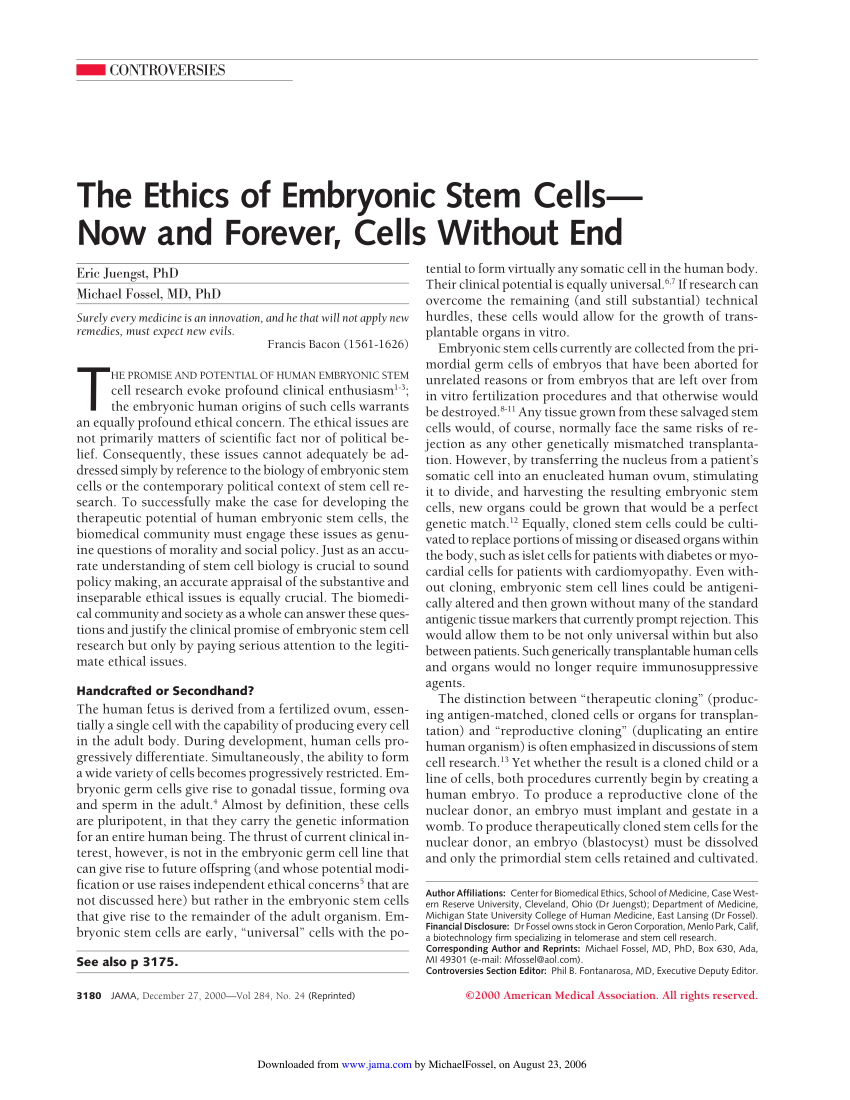 research paper on stem cell ethics