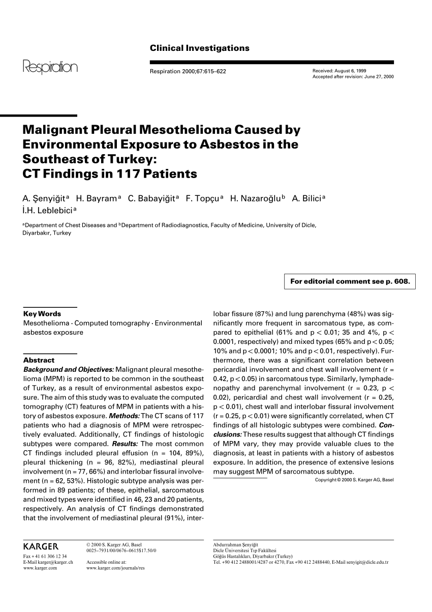 (PDF) Malignant Pleural Mesothelioma Caused by ...