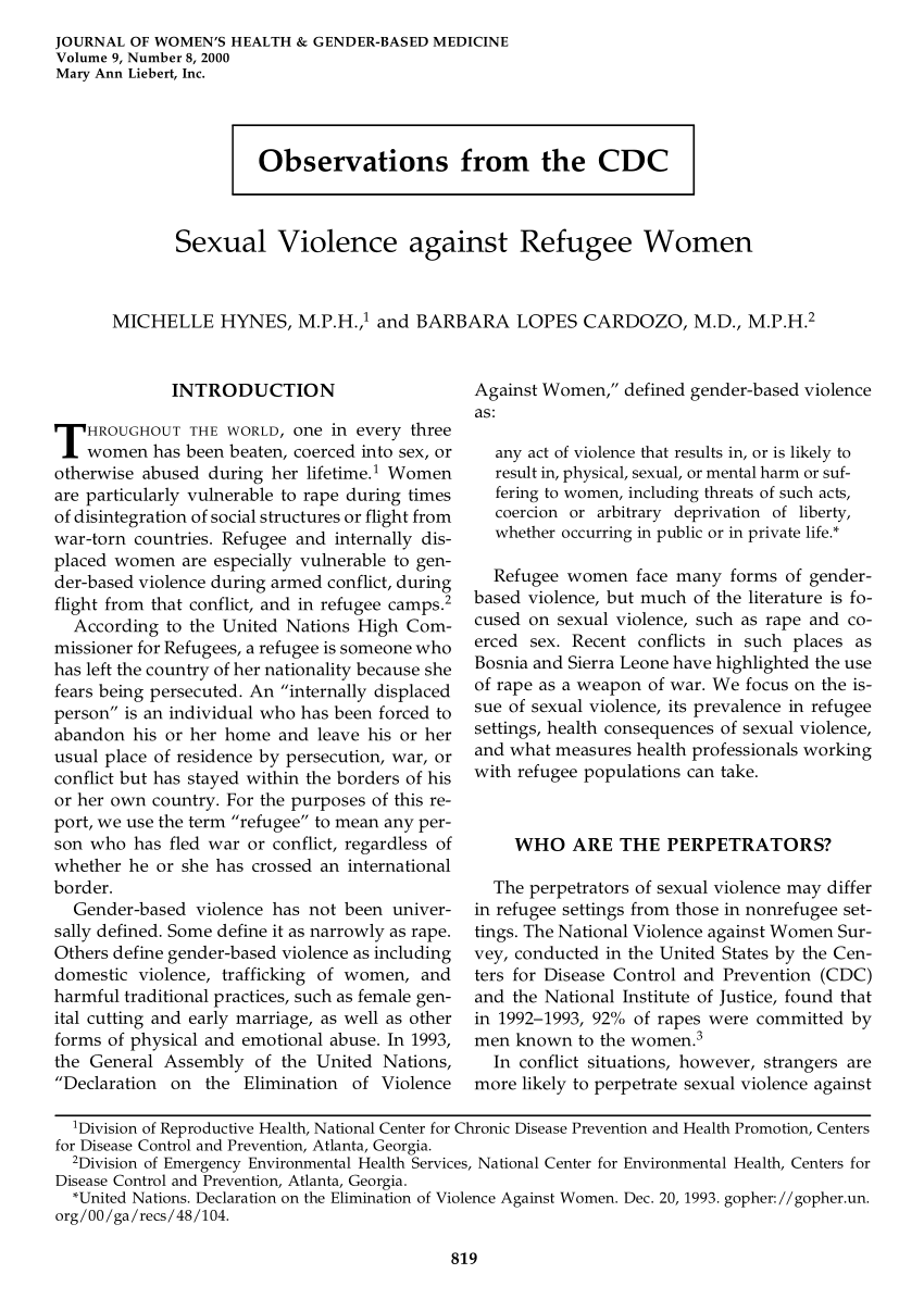 Female refugees endure sexual violence, exploitation as they