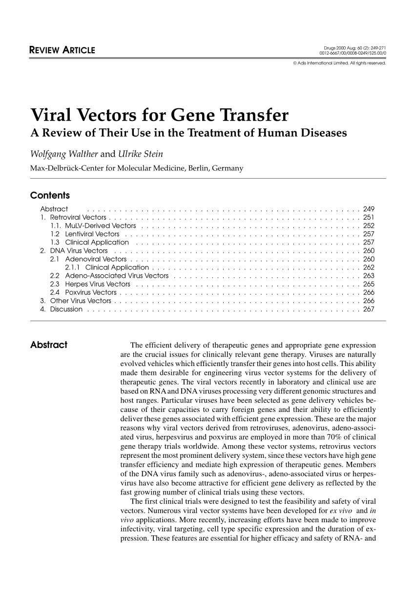 (PDF) Viral Vectors for Gene Transfer