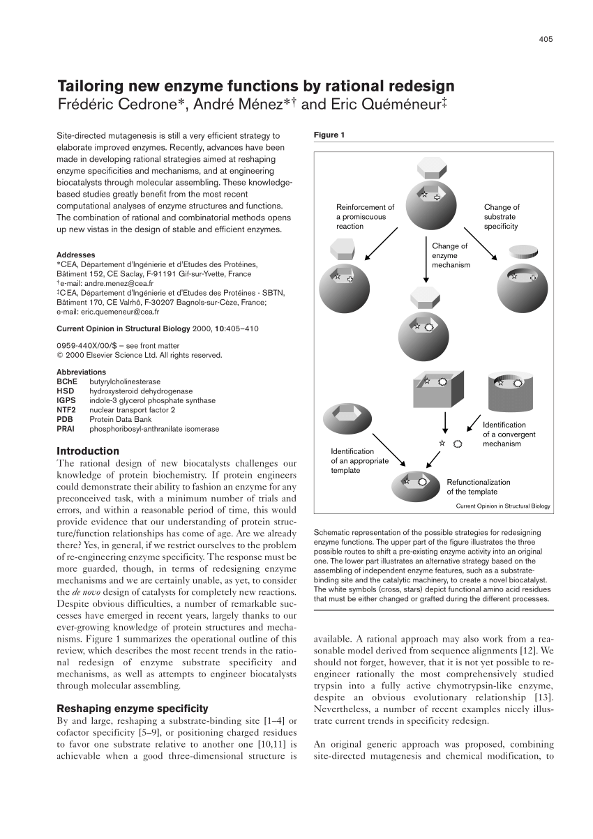 (PDF) Tailoring new enzyme functions by rational design