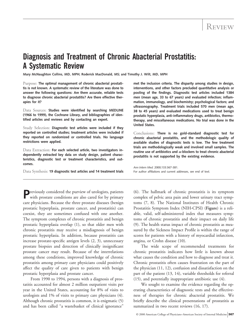 prostatitis review article)