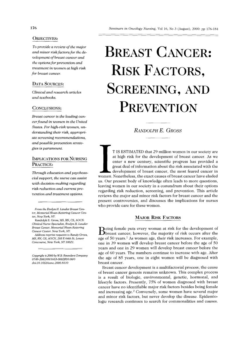 breast cancer research paper outline