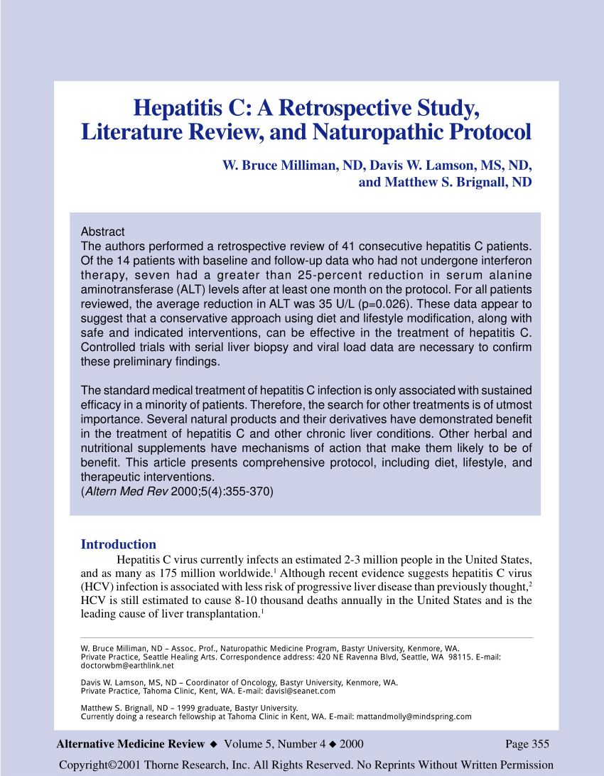 literature review of hepatitis