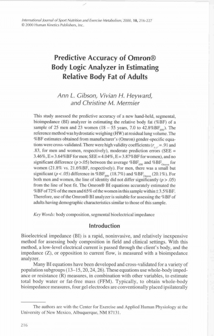 BodyLogic Body Fat Analyzer - Omron