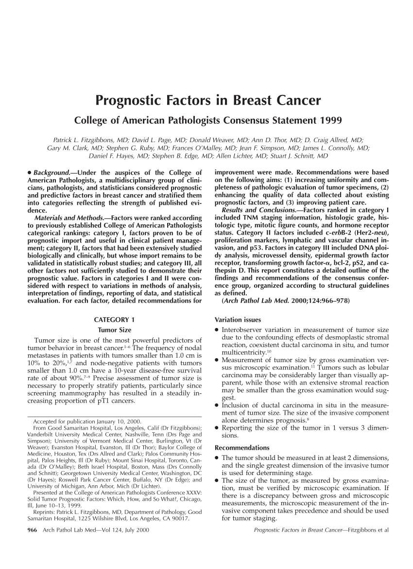 prognostic factors of breast cancer