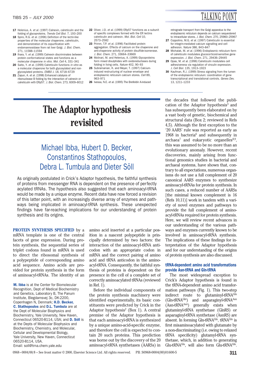 adaptor hypothesis notes