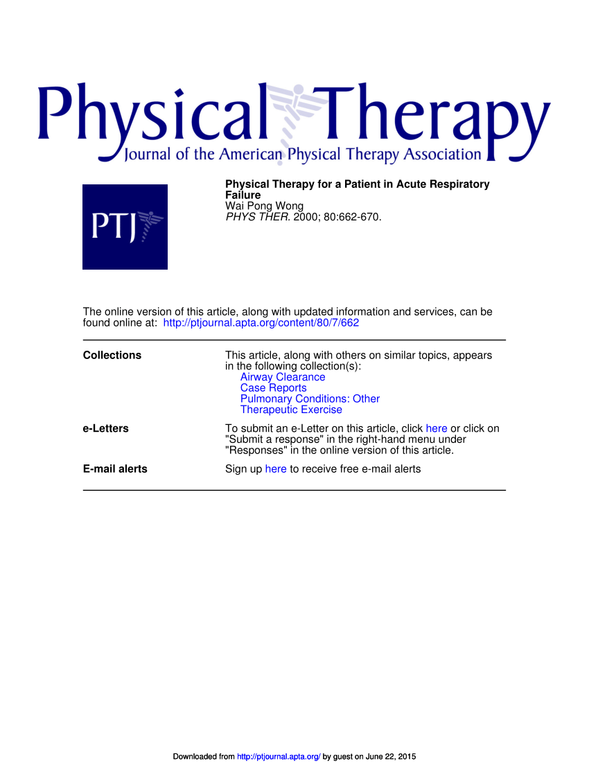 Pdf Physical Therapy For A Patient In Acute Respiratory Failure