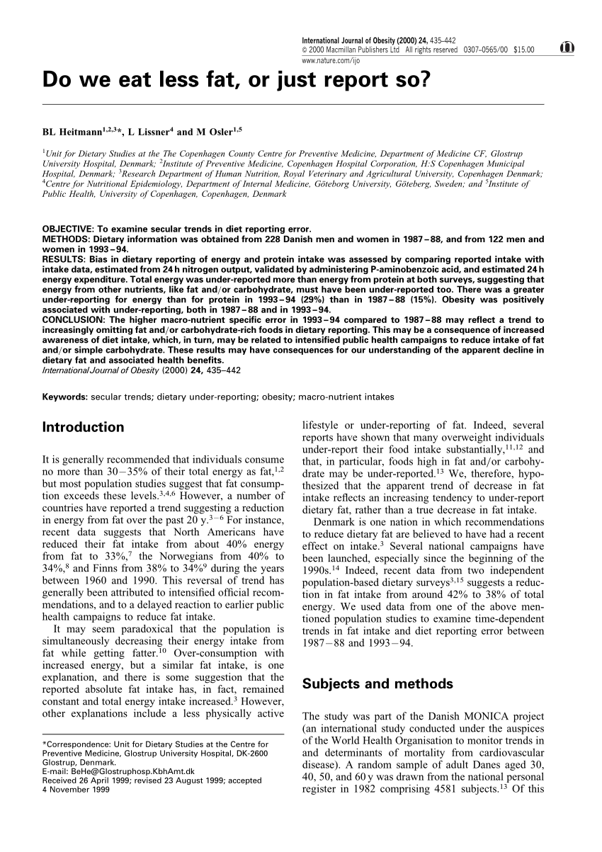 (PDF) Do we eat less fat, or just report so?