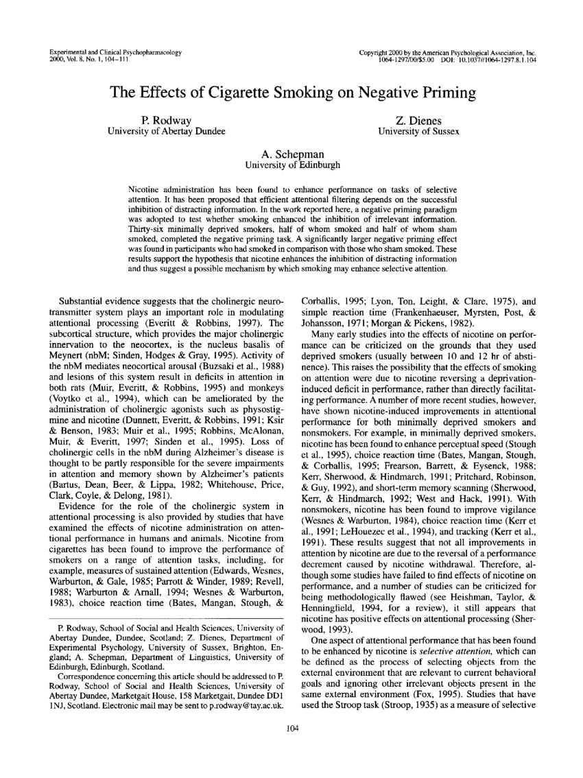 research paper about the effects of cigarette smoking