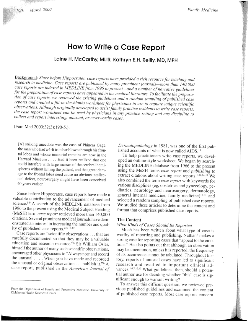 PDF) How to write a case report