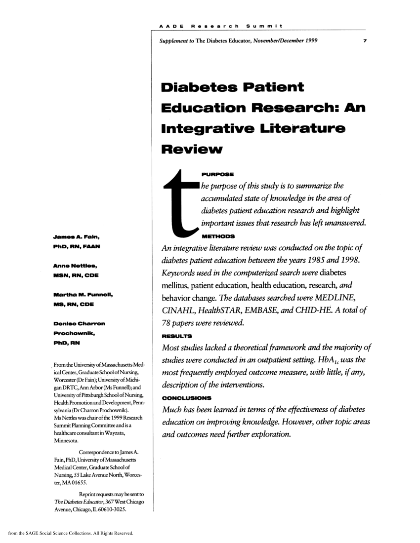 literature review diabetes care