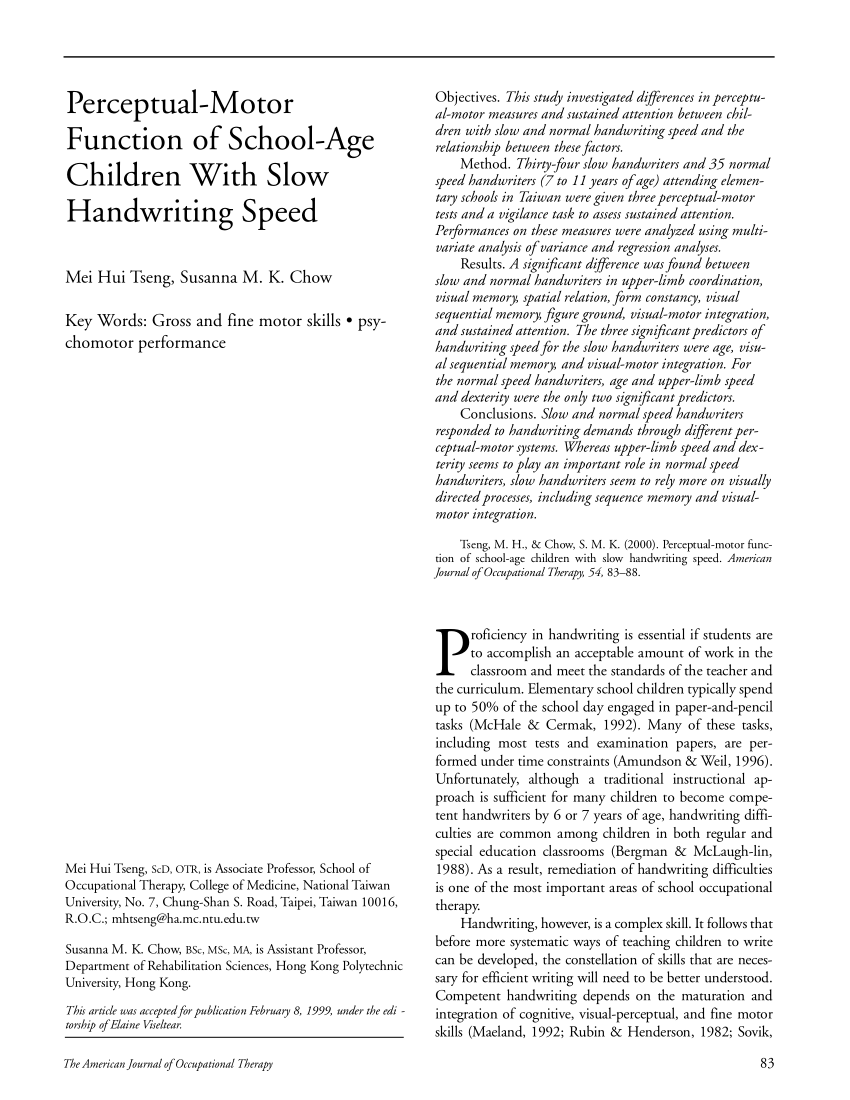 Pdf Perceptual Motor Function Of School Age Children With Slow Images, Photos, Reviews