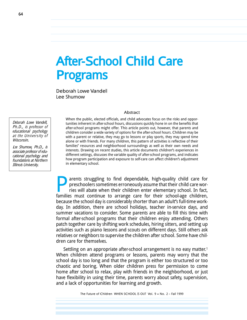 research paper about after school program