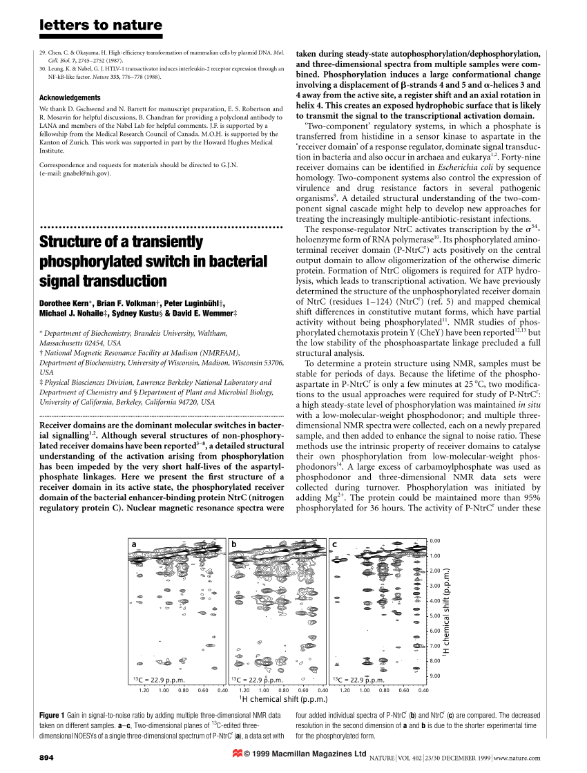 Pdf Structure Of A Transiently Phosphorylated Switch In Bacterial Signal Transduction