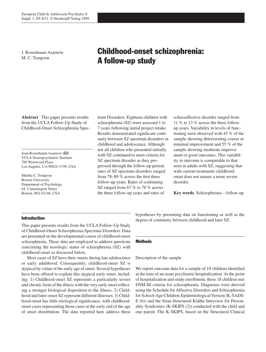 childhood schizophrenia case study