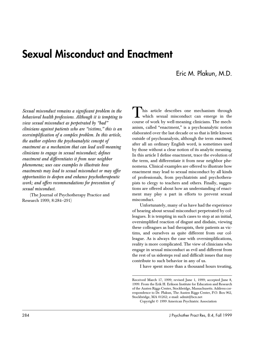 Pdf Sexual Misconduct And Enactment 1523
