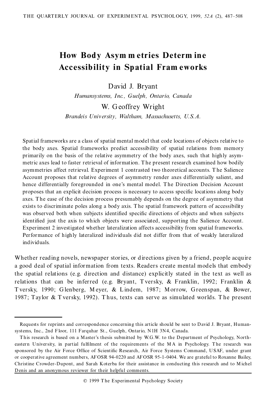 PDF) How Body Asymmetries Determine Accessibility in Spatial Function