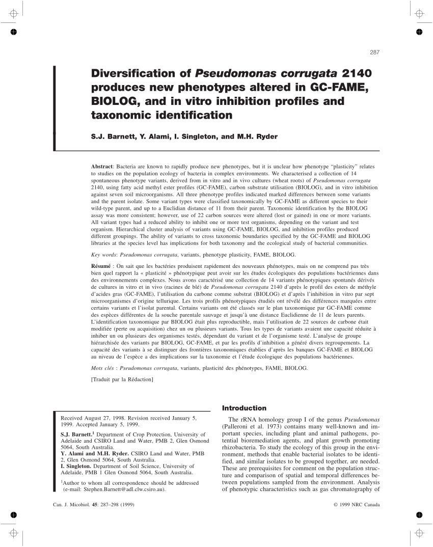 Pdf Diversification Of Pseudomonas Corrugata 2140 Produces New