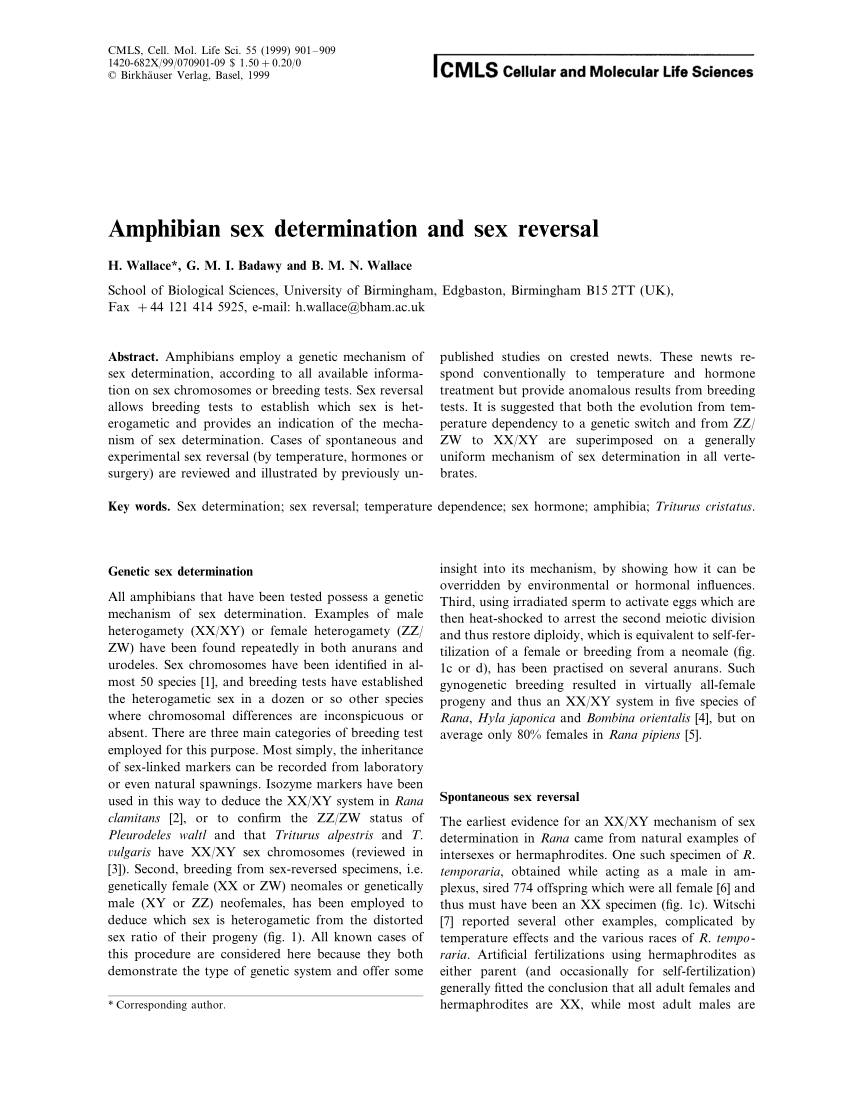 Pdf Amphibian Sex Determination And Sex Reversal