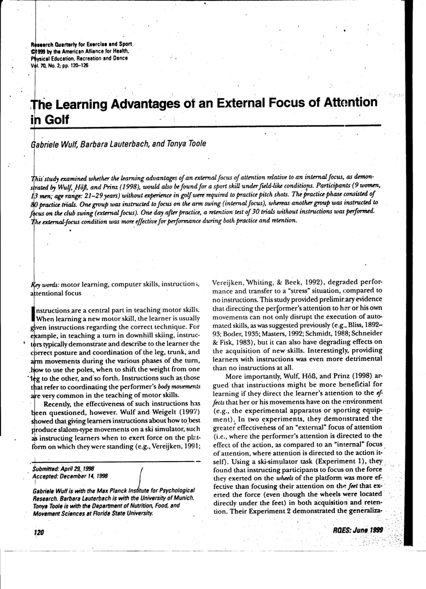 PDF) Learning advantages of an external focus in golf picture