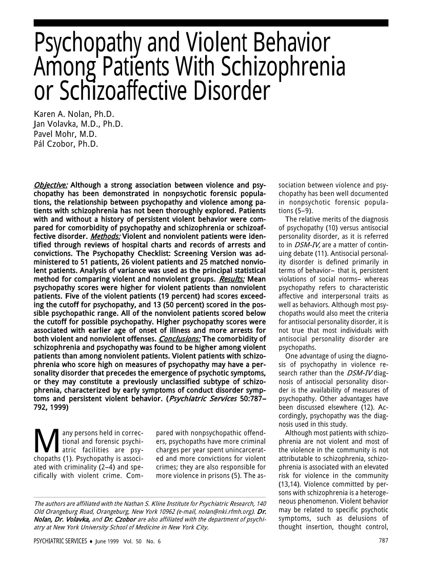 essay on schizophrenia and violence
