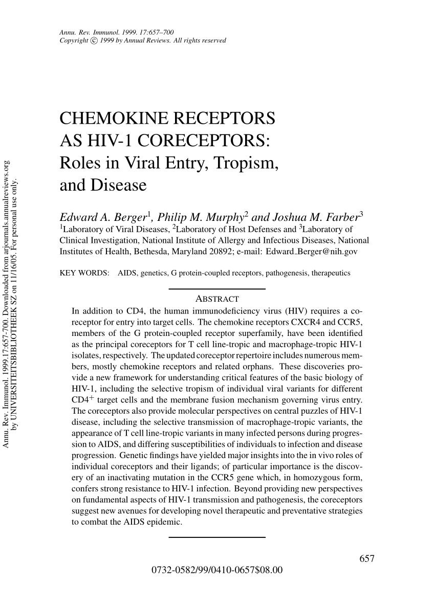 PDF) Berger, E. A., Murphy, P. M. & Farber, J. M. Chemokine 