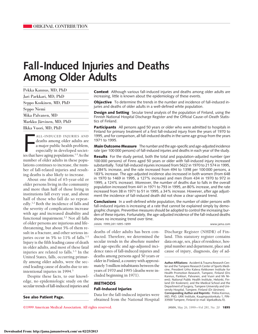 PDF) Fall-Induced Injuries and Deaths Among Older Adults