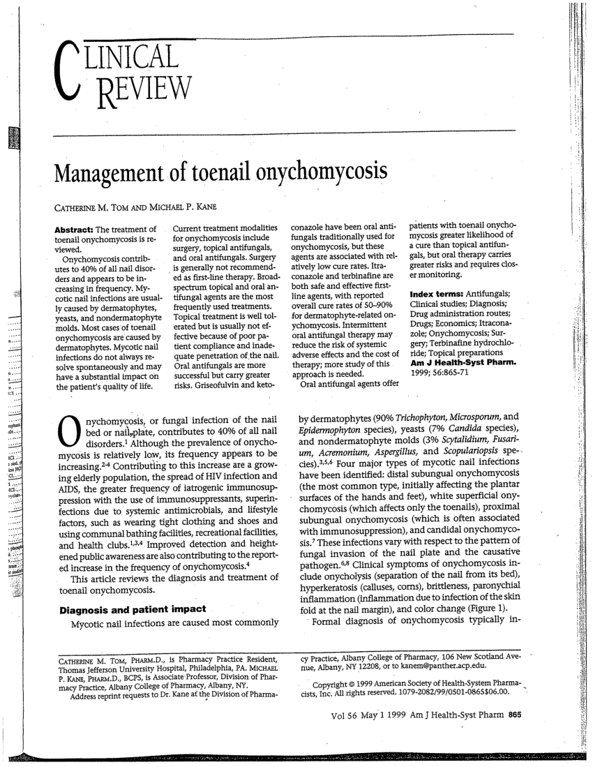 PDF) Management of toenail onychomycosis