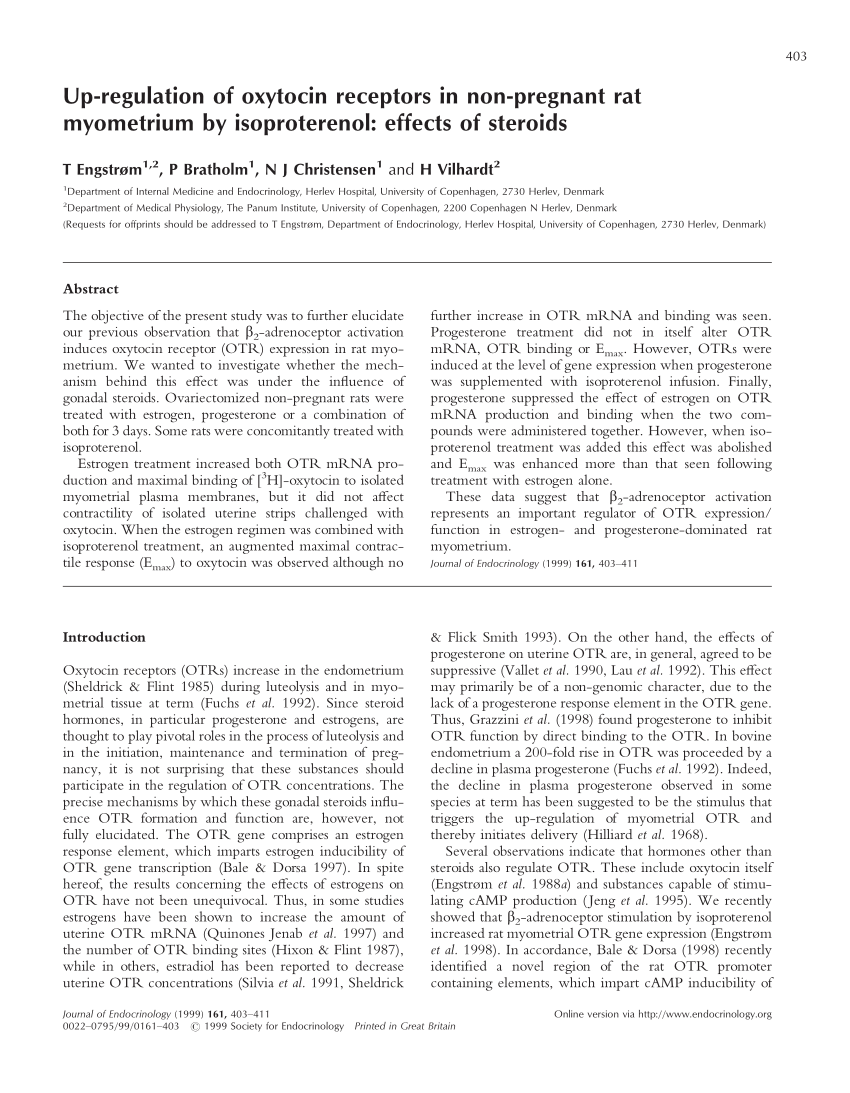Peer Algebra trofast PDF) Up-regulation of oxytocin receptors in non-pregnant rat myometrium by  isoproterenol: effects of steroids