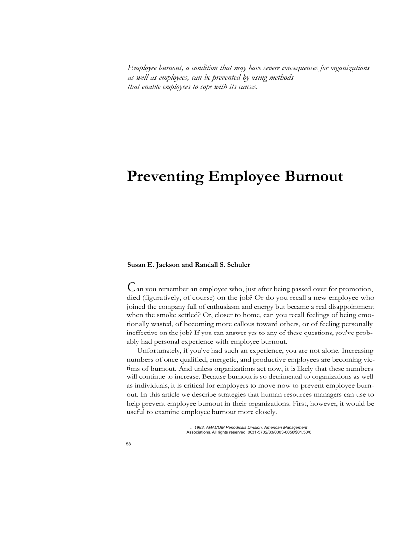 job burnout research paper