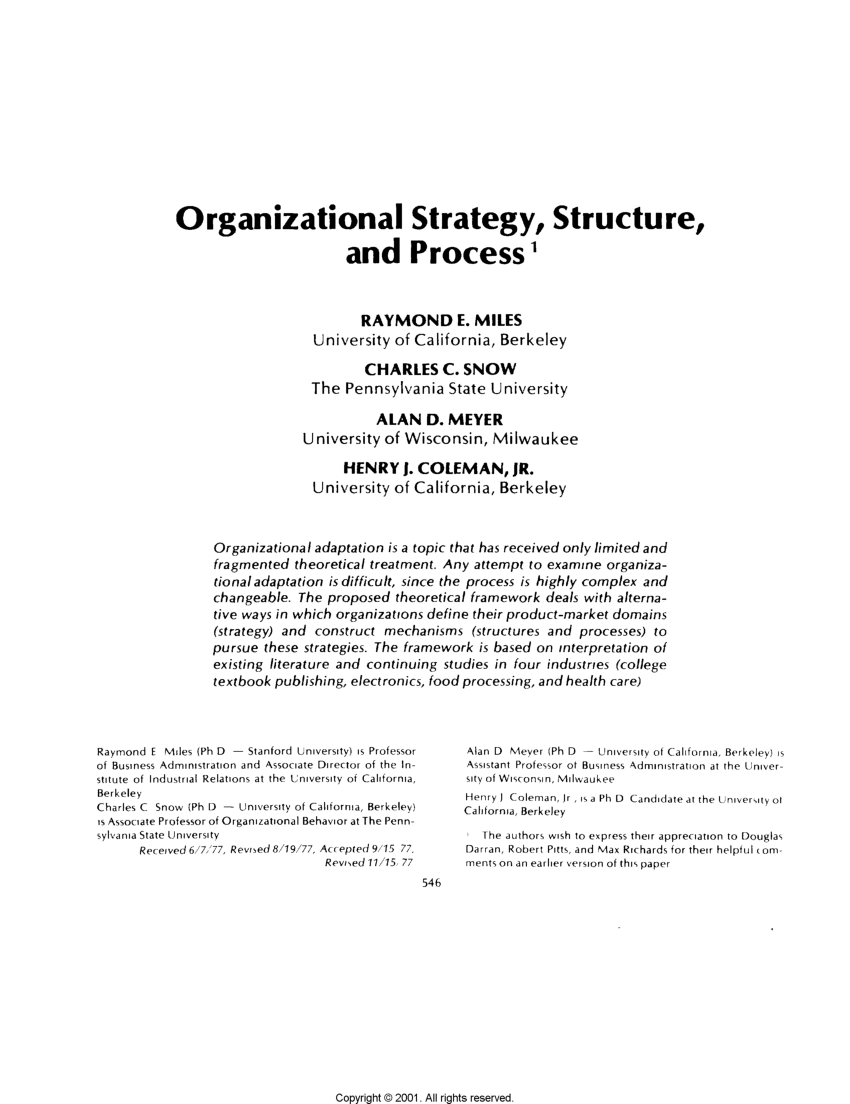 Organizational Structures Have Impacted Organizational Strategies