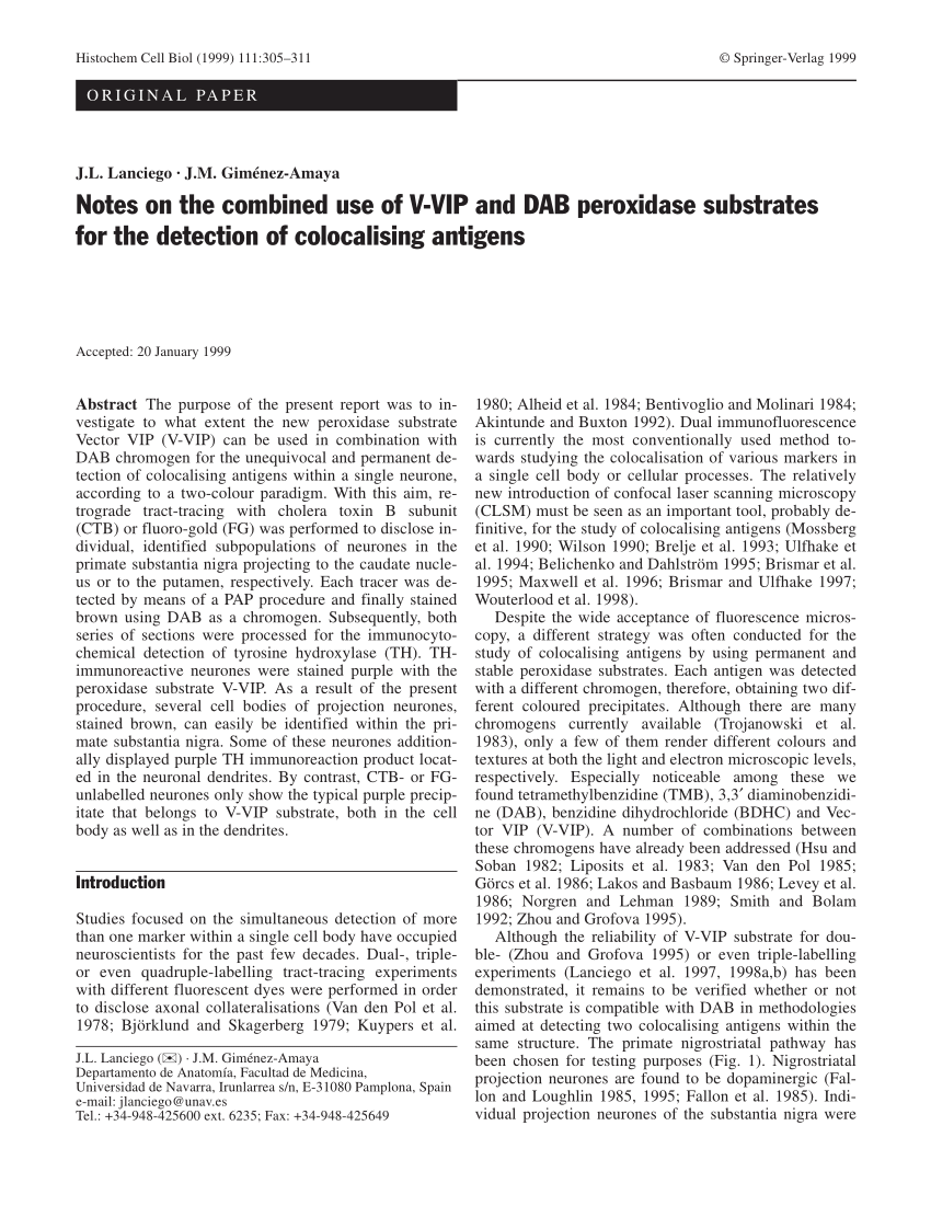 PDF) Notes on the combined use of V-VIP and DAB peroxidase substrates for  the detection of colocalising antigens