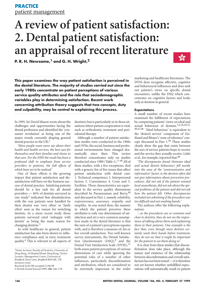 Literature Review On Patient Satisfaction