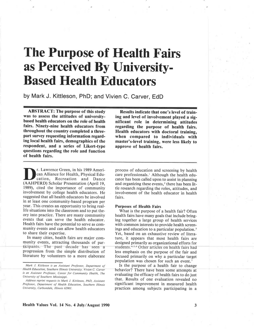 health fair research article