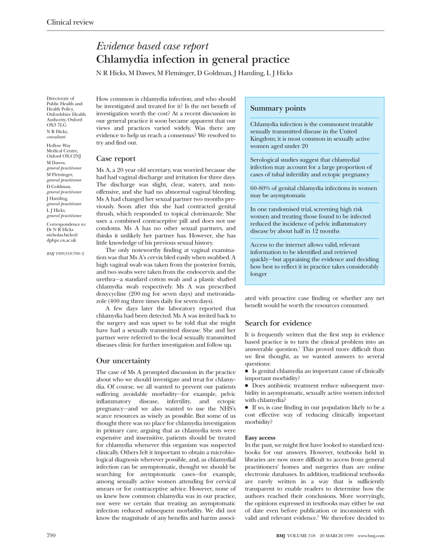 PDF Chlamydia infection in general practice