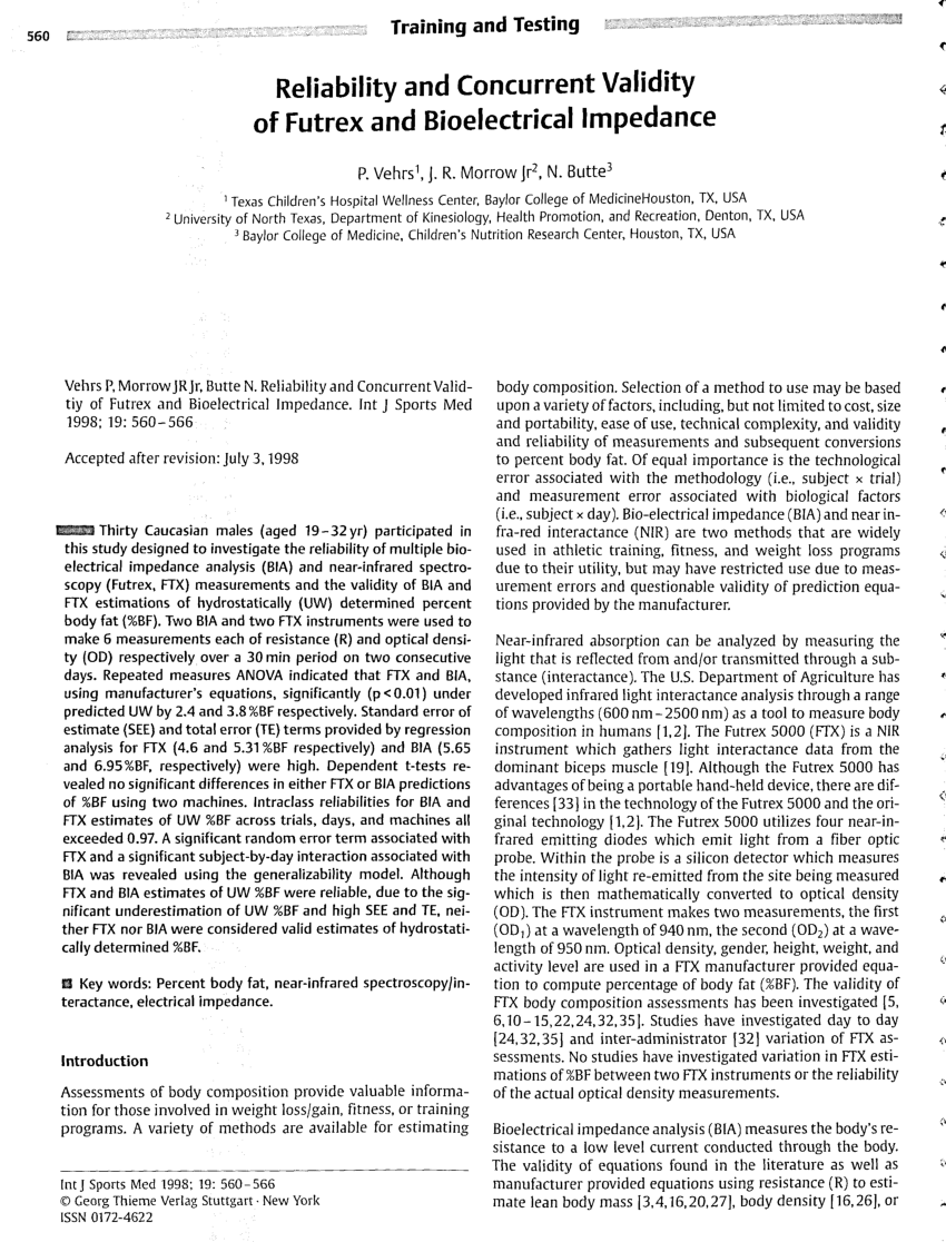 Body composition methods: validity and reliability