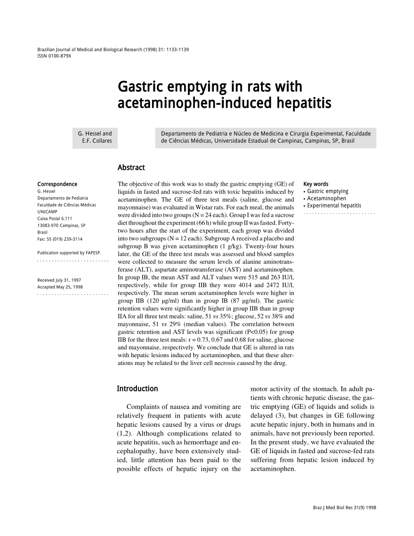 (PDF) Gastric emptying in rats with acetaminophen-induced 