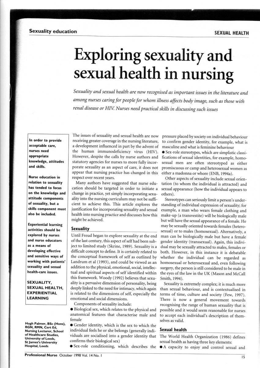 PDF Sexuality and Sexual Health in Nursing