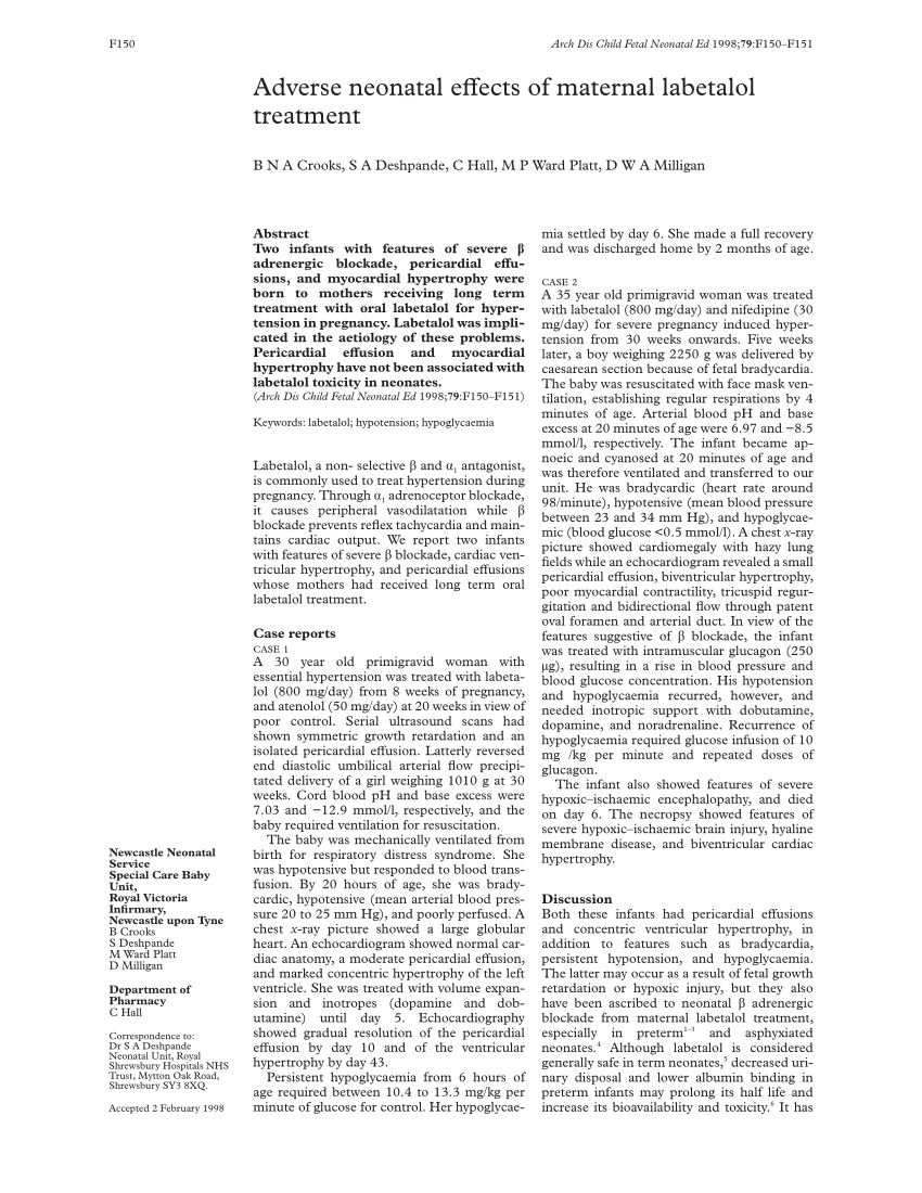 Labetalol Side Effects, PDF, Adverse Effect