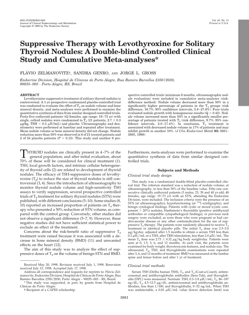 (PDF) Suppressive Therapy with Levothyroxine for Solitary ...