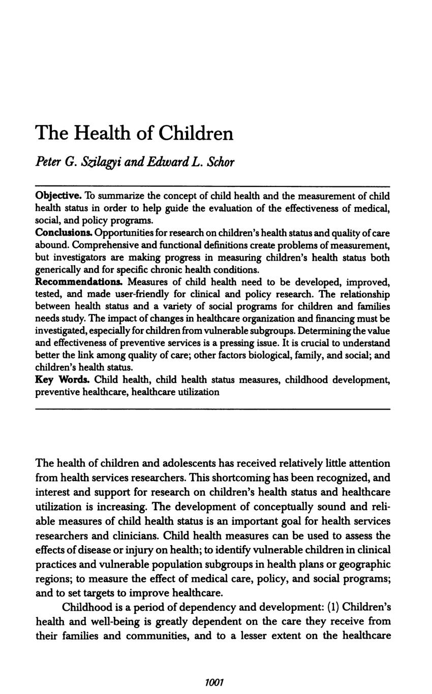 PDF) The health of children