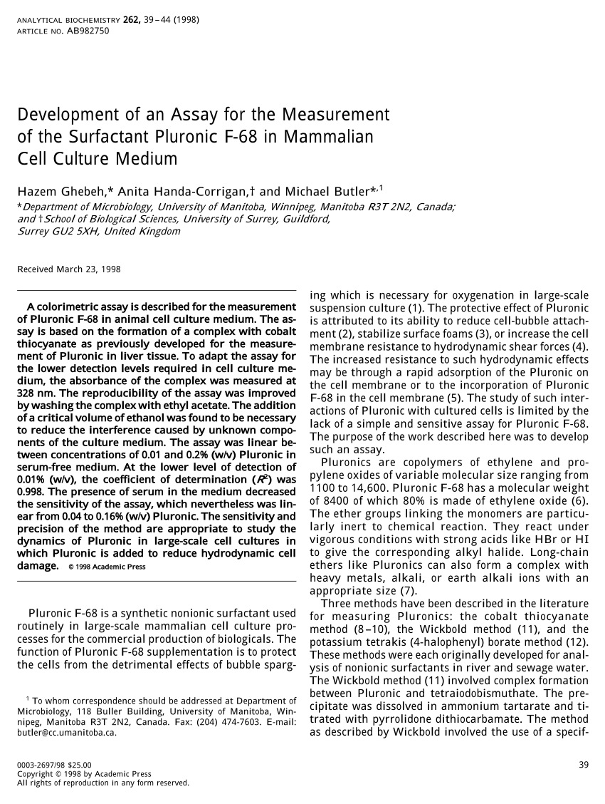 (PDF) Development of an Assay for the Measurement of the ...