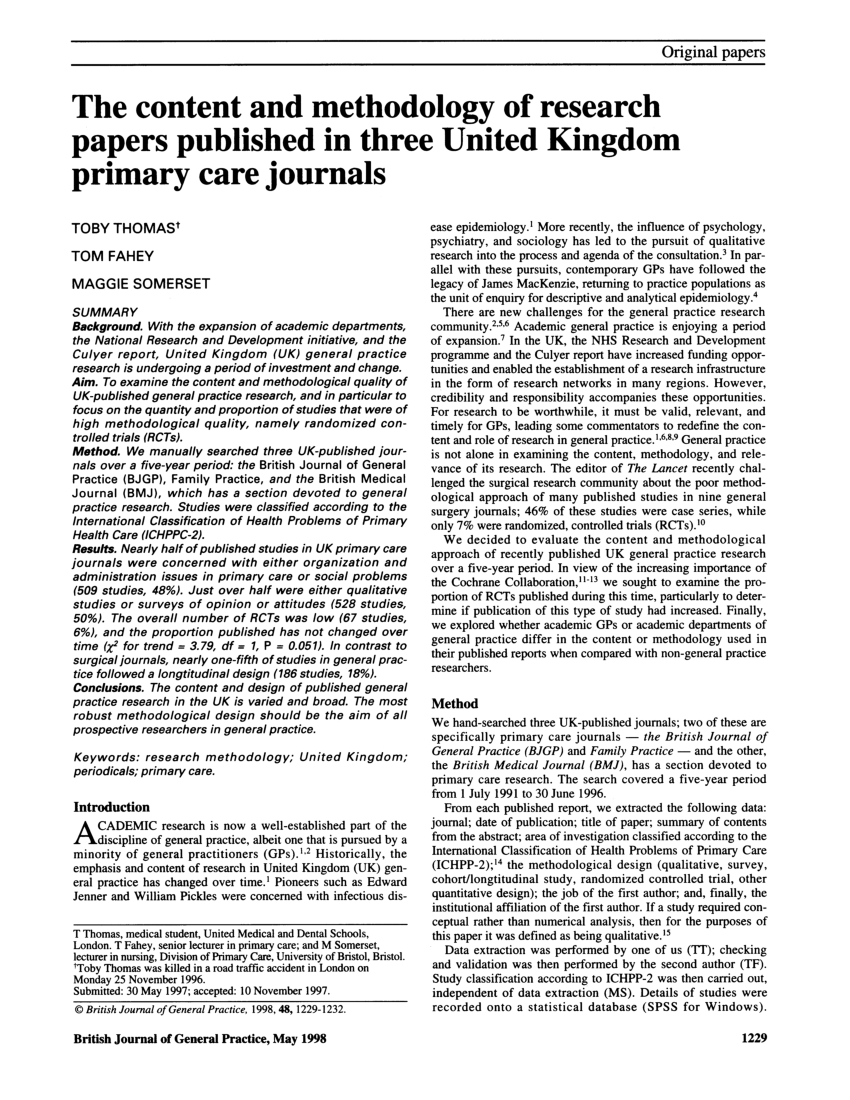 research papers on primary care