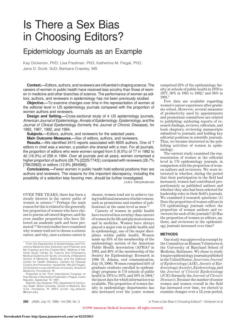 Pdf Is There A Sex Bias In Choosing Editors Epidemiology Journals As An Example 3660