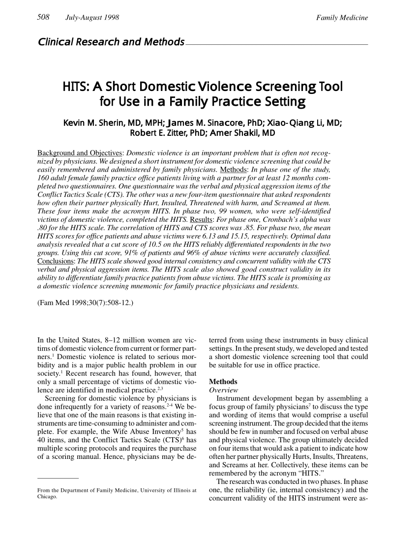 Domestic Violence Screening Tool