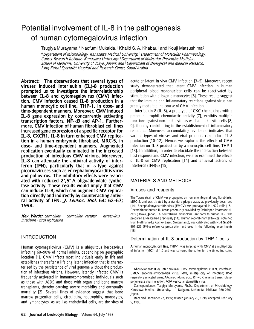 Pdf Potential Involvement Of Il 8 In The Pathogenesis Of - 