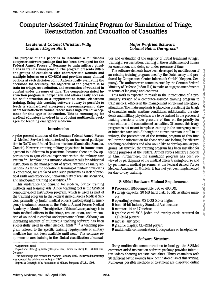 Pdf Computer Assisted Training Program For Simulation Of Triage Resuscitation And Evacuation 2433